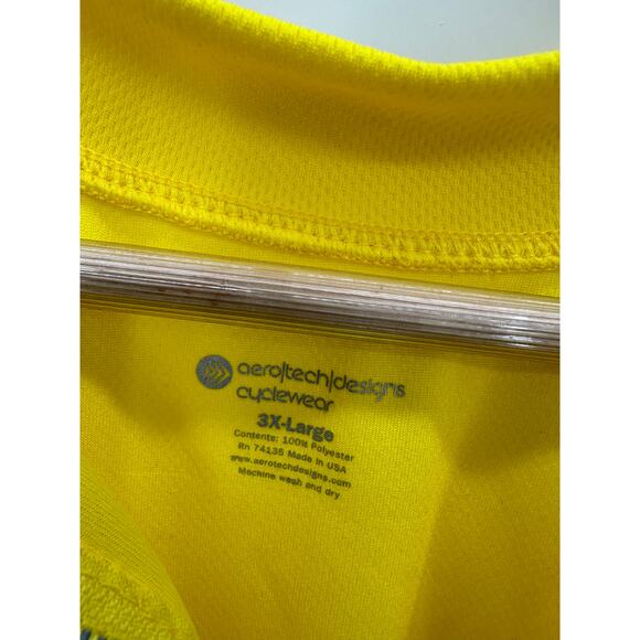 Aero Tech Designs Cyclewear Shirt Men 3XL Yellow Sleeveless Half Zip Cycling - Picture 5 of 7